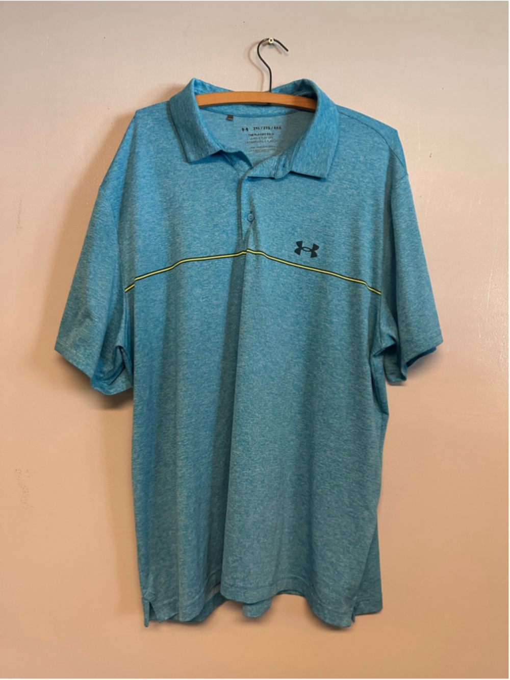 Under Armour Playoff Polo Shirt Mens Size XXL Blue Yellow